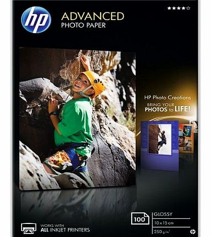 HP Advanced Glossy Photo Paper, 100 x 150 mm, 250 g/m2, 100 Sheets
