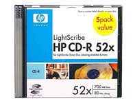 HP LightScribee CD-R 700MB 52x Media Jewel Case 5PK