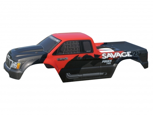 HPi GT-1 Truck Painted Body Savage (M. Grey/Black/Red)