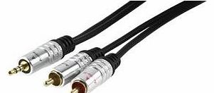 5m HQ Audio Cable Gold Plated with 5mm Stereo to 2x RCA Male Connector