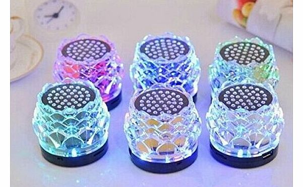 HQdeal Crystal Lotus Mini Speakers Portable Colorful Flash Wireless Chargeble Outdoor USB Audio