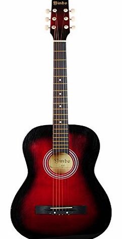 HST Acoustic Concert Classic Guitar 37`` 3/4 Size Beginners Starter Learn 6 Strings Red
