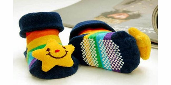 HuaYang  Cute Baby Kid Toddler Newborn 3D Cartoon Short Sock Slipper Shoe Children Bootie(Star)