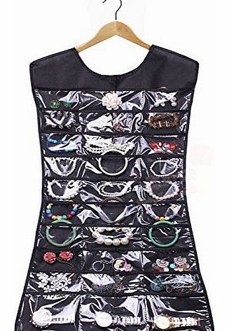 HuaYang Practical Dress Shape Jewellery Organizer Little Pockets Storage Hanging Bag(Black)
