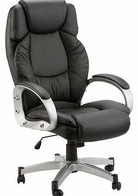 Gas Lift Leather Faced Office Chair - Black