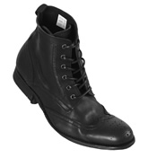 Hudson Black Washed Leather Lace Up Boots (Angus)