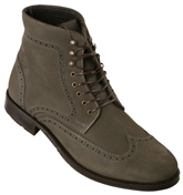 Hudson Shoes Hudson Grey Nubuck Leather Brogue Boots (Hughes)