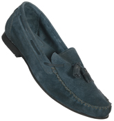 Hudson Shoes Hudson Merlin Blue Suede tassel loafer