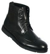 Hudson Wright Black Chunky Brogue Boots