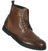 Hudson Wright Tan Chunky Brogue Boots