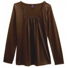 Hug Long Sleeve Scoop Neck Top - Mocha