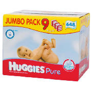 Huggies Pure Wipes 9pk (9x72)