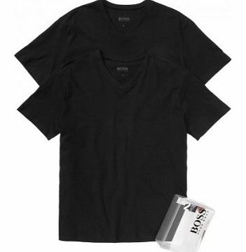 2-Pack Loose Fit V-Neck T-Shirts, Black Size: Large