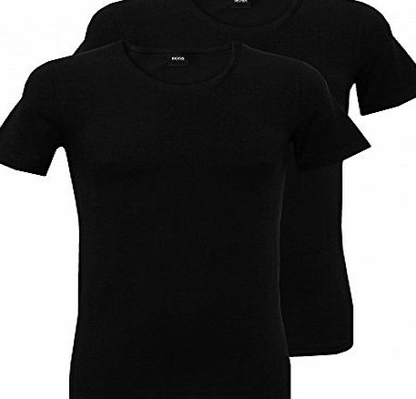 Hugo Boss 2-Pack Slim-Fit Crew-Neck Mens T-Shirts, Black Medium