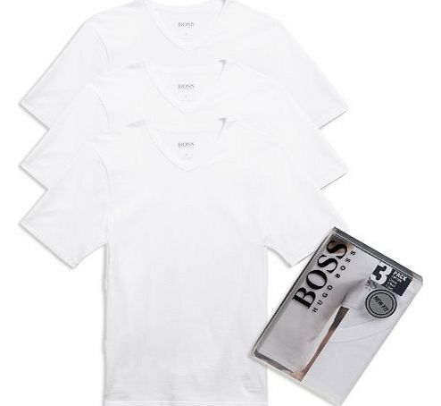 3-Pack Cotton Classic V-Neck T-Shirts, White (L)