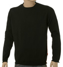 Black Round Neck Cotton Sweater With Orange Trim