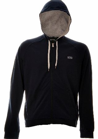 Hugo Boss Cotton Hooded Sweatshirt Jacket Navy