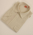 Mens Hugo Boss Light Beige Short Sleeve Linen Shirt