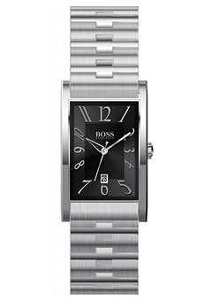 Mens Watch with Black Rectangular Dial