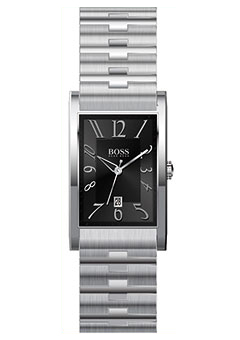 Mens Watch with Black Rectangular Dial