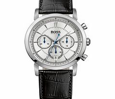 Hugo Boss Silver-tone dial and leather strap watch