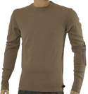 Taupe Long Sleeve T-Shirt with Brown Elbow Patches