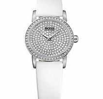 Hugo Boss White crystal encrusted dial watch