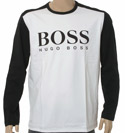 Hugo Boss White Long Sleeve T-Shirt With Large Black Logo