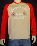 Mens Red & Sand Long Sleeve T-Shirt