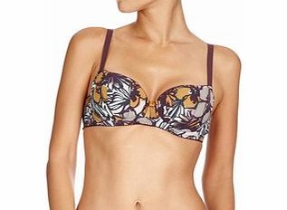 Multi-coloured floral half-cup bra