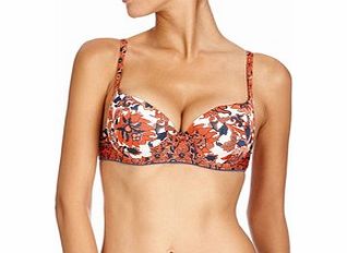 Huit Orange and grey cotton blend bra