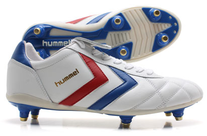 Old School Stars SG Football Boots White/Blue/Red