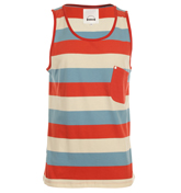 Humor Anglo Dark Orange Red Stripe Tank Top