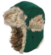 Kofia Army Green Stripe Faux Fur Trapper Hat