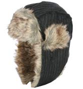 Kofia Grey Pin Stripe Faux Fur Trapper Hat