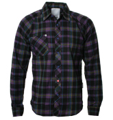 Purple and Black Check Long Sleeve Shirt
