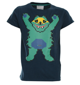 Humor Regular Navy T-Shirt with Animal Design