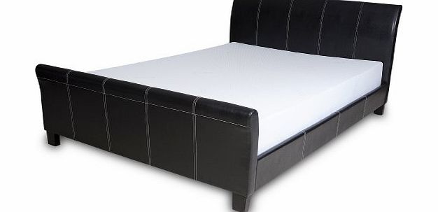 Humza Amani Celine Double 4FT6 Faux Leather Bed Stead Frame Only in Black or Brown, Black