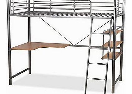 Upton High Sleeper/Study Bunk Bed Frame in Silver Metal Finish