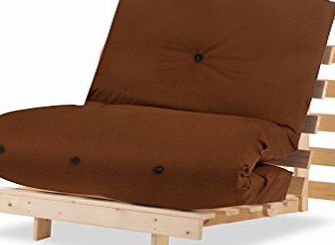 Humza Amani Wood Luxury 1 Seater Metro Futon Sofa Bed Frame with Futon Mattress Set - 1-Piece, Brown