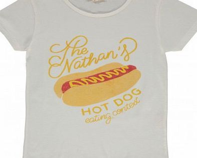 Hundred Pieces Hot Dog T-shirt Ecru `2 years,4 years,6 years,8