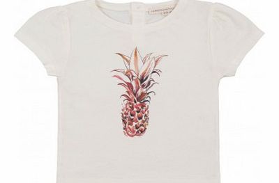 Hundred Pieces Pleated Pineapple T-Shirt Off white `6 months,12