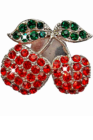Jean Jems Cherries Clip-On Brooch