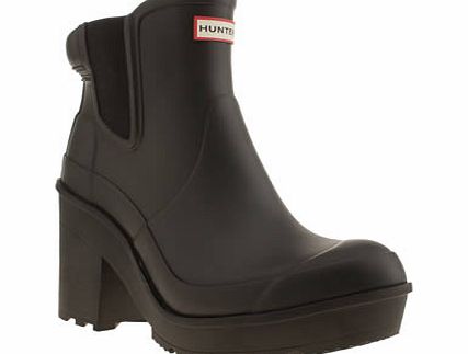 Hunter Black Block Heel Chelsea Boots