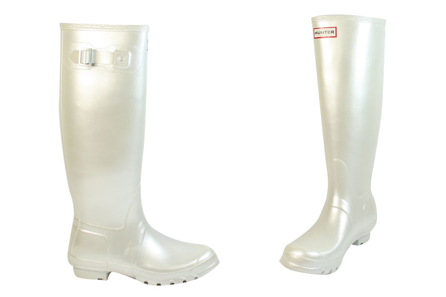Hunter Wellies - Original Tall Metallic - White