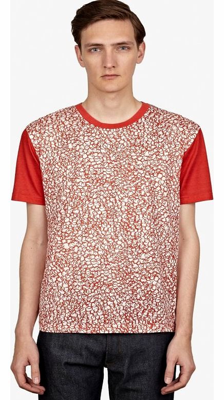 Mens Red Porus Print T-Shirt