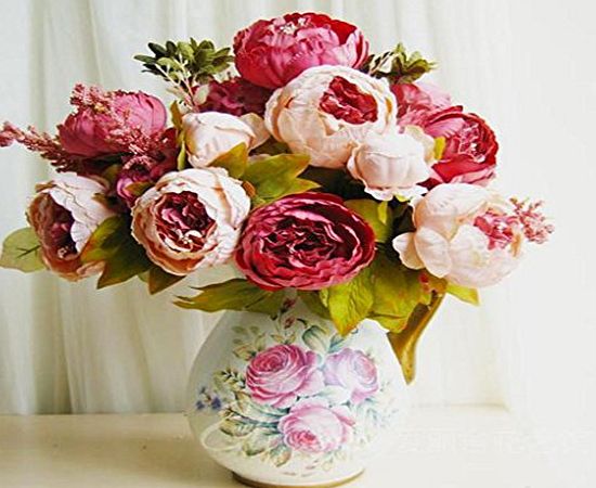 HuntGold 1X Artificial Peony Silk Flowers Bouquet for Wedding Party Bouquet Decoration(cameo)