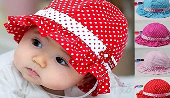 HuntGold 1X Comfortable 3-24 Months Baby Toddler Girls Sun Polka Dot Cotton Hat Cap(pink)