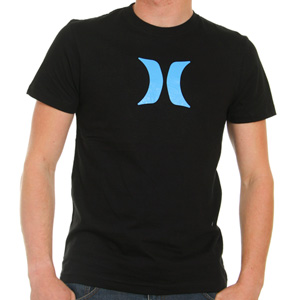 Hurley Icon Black Tee shirt - Black/Cyan
