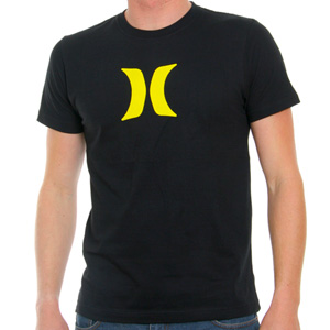 Hurley Icon Black Tee shirt - Black/Yellow